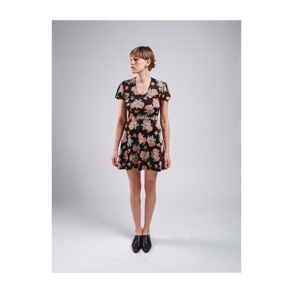 Vintage 1970’s Floral Flutter Sleeve Party Dress